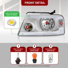 Load image into Gallery viewer, Ford F150 2004-2008 / Lincoln Mark LT 2005-2008 LED DRL Bar Factory Style Headlights White Housing Clear Len Clear Reflector
