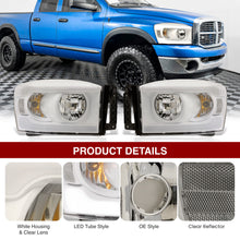 Load image into Gallery viewer, Dodge Ram 1500 2006-2008 / Ram 2500 3500 2006-2009 LED DRL Bar Factory Style Headlights White Housing Clear Len Clear Reflector