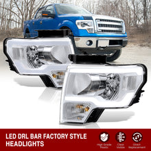 Load image into Gallery viewer, Ford F150 2009-2014 LED DRL Bar Factory Style Headlights White Housing Clear Len Clear Reflector (Halogen Models Only)