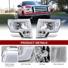 Load image into Gallery viewer, Ford F150 2009-2014 LED DRL Bar Factory Style Headlights White Housing Clear Len Clear Reflector (Halogen Models Only)