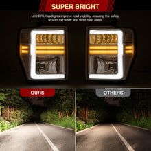 Load image into Gallery viewer, Ford F250 F350 F450 F550 Super Duty 2008-2010 Sequential LED DRL Bar Factory Style Headlights White Housing Clear Len Clear Reflector
