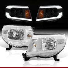 Load image into Gallery viewer, Toyota Tacoma 2005-2011 LED DRL Bar Factory Style Headlights White Housing Clear Len Clear Reflector