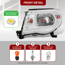 Load image into Gallery viewer, Toyota Tacoma 2005-2011 LED DRL Bar Factory Style Headlights White Housing Clear Len Clear Reflector