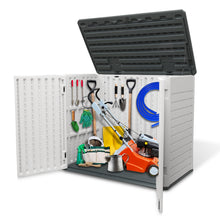 Load image into Gallery viewer, AJP Distributors 4ft x 2.5ft 35 Cu Ft Outdoor Storage Shed, Waterproof Resin Horizontal Storage Box with Lid & Lockable Doors for Backyard Garden Patio Pool - Bike Cushion Garbage Can Tools Lawn Mower