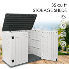 Load image into Gallery viewer, AJP Distributors 4ft x 2.5ft 35 Cu Ft Outdoor Storage Shed, Waterproof Resin Horizontal Storage Box with Lid & Lockable Doors for Backyard Garden Patio Pool - Bike Cushion Garbage Can Tools Lawn Mower