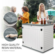 Load image into Gallery viewer, AJP Distributors 4ft x 2.5ft 35 Cu Ft Outdoor Storage Shed, Waterproof Resin Horizontal Storage Box with Lid & Lockable Doors for Backyard Garden Patio Pool - Bike Cushion Garbage Can Tools Lawn Mower