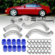 Load image into Gallery viewer, Nissan 300ZX Z32 1990-1996 VG30DETT Twin Turbo Bolt-On Aluminum Polished Piping Kit + Blue Couplers (Use with IC-SI1004)