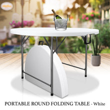 Load image into Gallery viewer, AJP Distributors 5 Foot Portable Round Folding Card Table 5FT 60" Half Foldable Heavy Duty Plastic w/ Carry Handle - Indoor Outdoor Backyard Camping Picnic BBQ Party Wedding Dining Office Event White