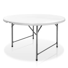 Load image into Gallery viewer, AJP Distributors 5 Foot Portable Round Folding Card Table 5FT 60" Half Foldable Heavy Duty Plastic w/ Carry Handle - Indoor Outdoor Backyard Camping Picnic BBQ Party Wedding Dining Office Event White