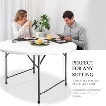 Load image into Gallery viewer, AJP Distributors 5 Foot Portable Round Folding Card Table 5FT 60" Half Foldable Heavy Duty Plastic w/ Carry Handle - Indoor Outdoor Backyard Camping Picnic BBQ Party Wedding Dining Office Event White