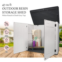 Load image into Gallery viewer, AJP Distributors 4.5ft x 2.8ft 47 Cu Ft Outdoor Storage Shed, Waterproof Resin Horizontal Storage Box w/ Lid & Lockable Doors for Backyard Garden Patio Pool - Bike Cushion Garbage Can Tools Lawn Mower