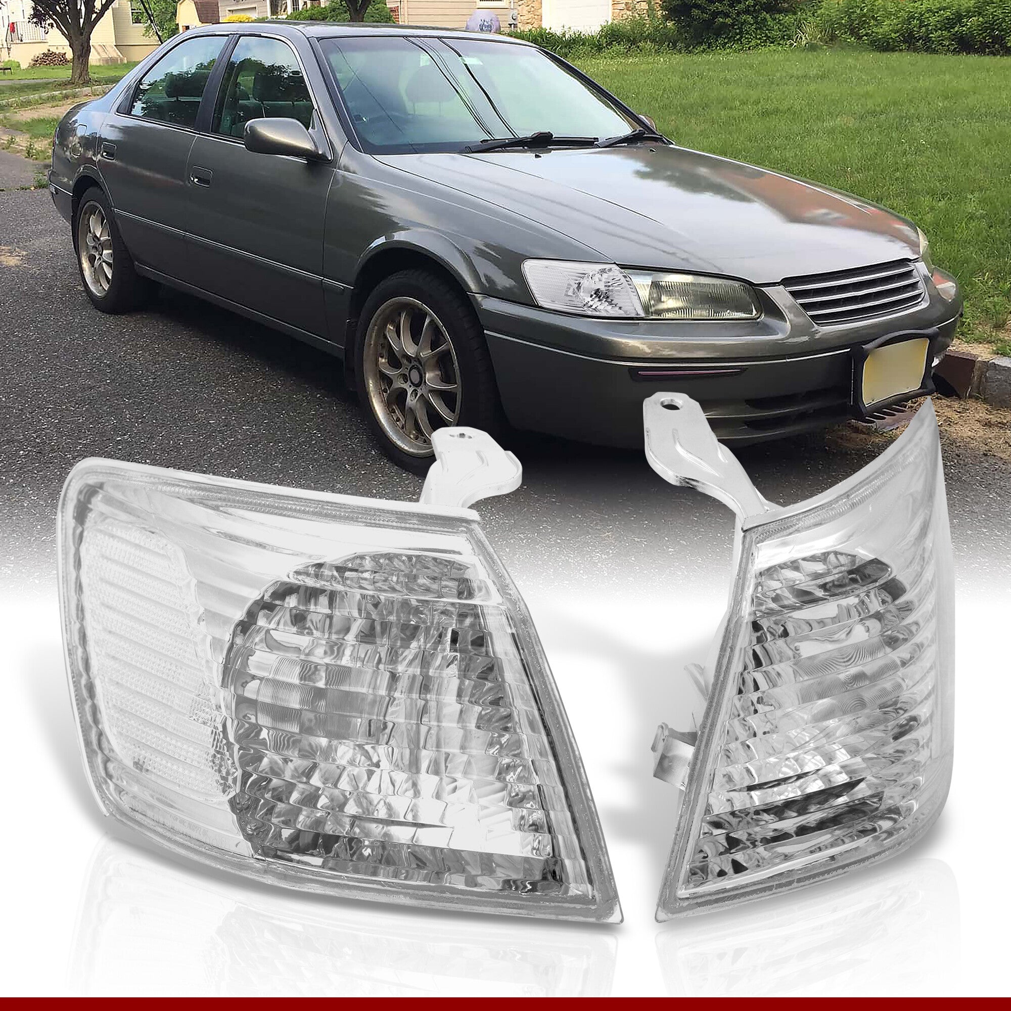 Toyota Camry 2000-2001 Factory Style Corners Chrome Housing Clear