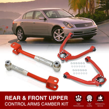 Load image into Gallery viewer, Nissan 350Z 2003-2009 / Infiniti G35 2003-2007 Front Upper & Rear Control Arms Camber Kit Red