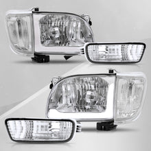 Load image into Gallery viewer, Toyota Tacoma 2001-2004 LED DRL Bar Factory Style Headlights + Bumpers + Corners Chrome Housing Clear Len Clear Reflector
