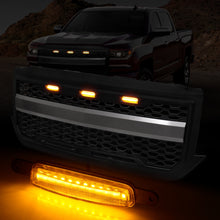 Load image into Gallery viewer, Chevrolet Silverado 1500 2016-2018 / 2018-2020 Ford F-150 / 2007-2018 Jeep Wrangler JK Front Bumper Grille Amber LED DRL Running Lights