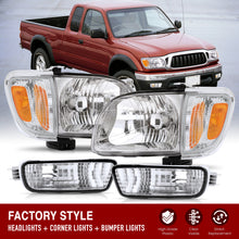 Load image into Gallery viewer, Toyota Tacoma 2001-2004 Factory Style Headlights + Bumpers + Corners Chrome Housing Clear Len Amber Reflector