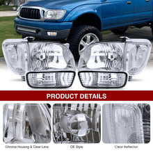 Load image into Gallery viewer, Toyota Tacoma 2001-2004 Factory Style Headlights + Bumpers + Corners Chrome Housing Clear Len Clear Reflector