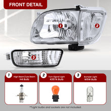 Load image into Gallery viewer, Toyota Tacoma 2001-2004 Factory Style Headlights + Bumpers + Corners Chrome Housing Clear Len Clear Reflector
