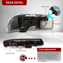 Load image into Gallery viewer, GMC Sierra 1500 1999-2007 / Sierra 2500 1999-2004 / Sierra 1500HD 2500HD 3500 2001-2007 / Yukon 1999-2006 / Yukon XL 1500 2500 2000-2006 Factory Style Headlights + LED Bumper Lights Chrome Housing Clear Len Clear Reflector