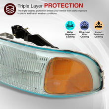 Load image into Gallery viewer, GMC Sierra 1500 1500HD 2500 2500HD 3500 1999-2006 / Sierra Classic 2007 / Yukon 2000-2006 / Yukon XL 1500 2500 2000-2006 Factory Style Headlights + LED Bumpers Chrome Housing Clear Len Amber Reflector