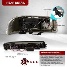 Load image into Gallery viewer, GMC Sierra 1500 2500 1999-2007 / Sierra 1500HD 2500HD 3500 2001-2007 / Yukon 1999-2006 / Yukon XL 1500 2500 2000-2006 LED DRL Bar Factory Style Headlights + LED Bumpers Chrome Housing Clear Len Clear Reflector