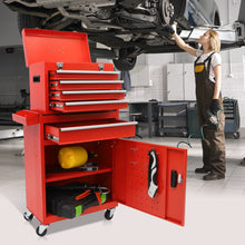 Load image into Gallery viewer, 5-Drawer Rolling Toolbox Chest Organizer, Garage Storage Cabinets Lockable Wheels & Sliding Drawers & Detachable Top & Adjustable Shelf, Tool Box Organizers and Storage for Garage Workshop - Red
