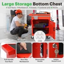 Load image into Gallery viewer, 5-Drawer Rolling Toolbox Chest Organizer, Garage Storage Cabinets Lockable Wheels & Sliding Drawers & Detachable Top & Adjustable Shelf, Tool Box Organizers and Storage for Garage Workshop - Red