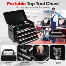 Load image into Gallery viewer, 5-Drawer Rolling Toolbox Chest Organizer, Garage Storage Cabinets Lockable Wheels & Sliding Drawers & Detachable Top & Adjustable Shelf, Tool Box Organizers and Storage for Garage Workshop - Black
