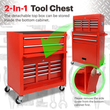 Load image into Gallery viewer, 8-Drawer Rolling Toolbox Chest Organizer, Garage Storage Cabinets Lockable Wheels & Sliding Drawers & Detachable Top & Adjustable Shelf, Tool Box Organizers and Storage for Garage Workshop - Red