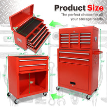 Load image into Gallery viewer, 8-Drawer Rolling Toolbox Chest Organizer, Garage Storage Cabinets Lockable Wheels & Sliding Drawers & Detachable Top & Adjustable Shelf, Tool Box Organizers and Storage for Garage Workshop - Red