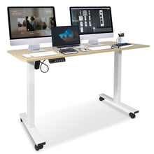 Load image into Gallery viewer, 47 x 24 Inch Height Adjustable Raising Standing Desk, Gaming Table with Smart Control for Bedroom, Gaming, Home, Office - Light Wood