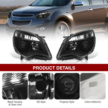 Load image into Gallery viewer, 2010-2015 Chevrolet Equinox Halogen Headlights w/ Projector Beam Black Housing Clear Lens Reflector