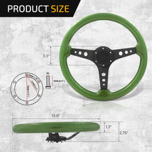 Load image into Gallery viewer, Universal 350mm Wood Grain Style Aluminum Steering Wheel Black Center Green Wood
