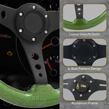 Load image into Gallery viewer, Universal 350mm Wood Grain Style Aluminum Steering Wheel Black Center Green Wood