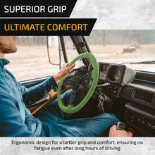 Load image into Gallery viewer, Universal 350mm Wood Grain Style Aluminum Steering Wheel Black Center Green Wood