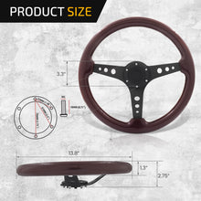 Load image into Gallery viewer, Universal 350mm Wood Grain Style Aluminum Steering Wheel Black Center Brown Wood