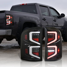Load image into Gallery viewer, Chevrolet Silverado 2007-2013 Sequential LED Bar Tail Lights Black Housing Clear Len White Tube