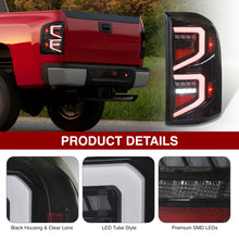 Load image into Gallery viewer, Chevrolet Silverado 2007-2013 Sequential LED Bar Tail Lights Black Housing Clear Len White Tube