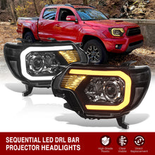 Load image into Gallery viewer, Toyota Tacoma 2012-2015 LED DRL Bar Projector Headlights Black Housing Clear Len Clear Reflector Sequential
