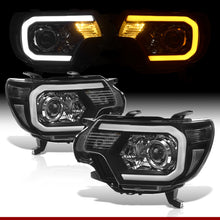 Load image into Gallery viewer, Toyota Tacoma 2012-2015 LED DRL Bar Projector Headlights Black Housing Clear Len Clear Reflector Sequential
