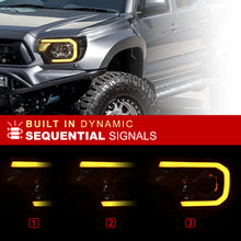 Load image into Gallery viewer, Toyota Tacoma 2012-2015 LED DRL Bar Projector Headlights Black Housing Clear Len Clear Reflector Sequential