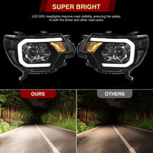 Load image into Gallery viewer, Toyota Tacoma 2012-2015 LED DRL Bar Projector Headlights Black Housing Clear Len Clear Reflector Sequential