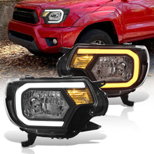 Load image into Gallery viewer, Toyota Tacoma 2012-2015 LED DRL Bar Factory Style Headlights Black Housing Clear Len Clear Reflector Sequential
