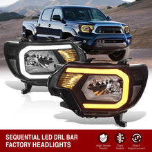 Load image into Gallery viewer, Toyota Tacoma 2012-2015 LED DRL Bar Factory Style Headlights Black Housing Clear Len Clear Reflector Sequential