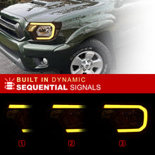 Load image into Gallery viewer, Toyota Tacoma 2012-2015 LED DRL Bar Factory Style Headlights Black Housing Clear Len Clear Reflector Sequential