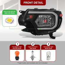 Load image into Gallery viewer, Toyota Tacoma 2012-2015 LED DRL Bar Factory Style Headlights Black Housing Clear Len Clear Reflector Sequential