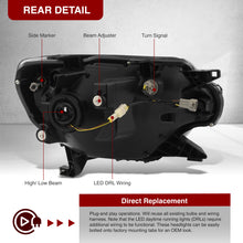 Load image into Gallery viewer, Toyota Tacoma 2012-2015 LED DRL Bar Factory Style Headlights Black Housing Clear Len Clear Reflector Sequential
