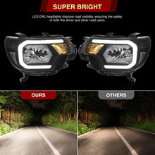 Load image into Gallery viewer, Toyota Tacoma 2012-2015 LED DRL Bar Factory Style Headlights Black Housing Clear Len Clear Reflector Sequential