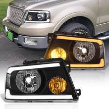 Load image into Gallery viewer, Ford F150 2004-2008 / Lincoln Mark LT 2005-2008 LED DRL Bar Factory Style Headlights Black Housing Clear Len Clear Reflector Sequential