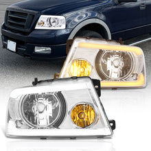 Load image into Gallery viewer, Ford F150 2004-2008 / Lincoln Mark LT 2005-2008 LED DRL Bar Factory Style Headlights Chrome Housing Clear Len Clear Reflector Sequential